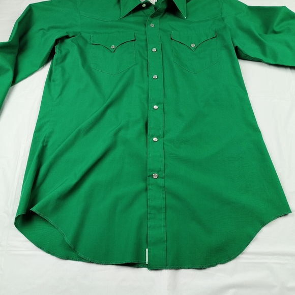H bar C USA Made CALIFORNIA RANCHWEAR vintage GREEN white PEARL buttons 16.5/34 - Picture 9 of 16